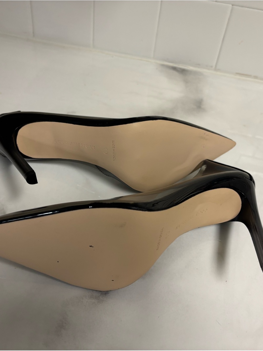 Good American Black Patent Pointed Toe Heels - Picture 4 of 7